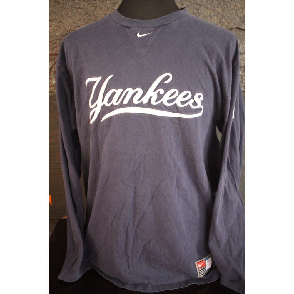 Vintage Nike NY Yankees Long Sleeve Shirt Mens L MLB Genuine Merchandise Navy